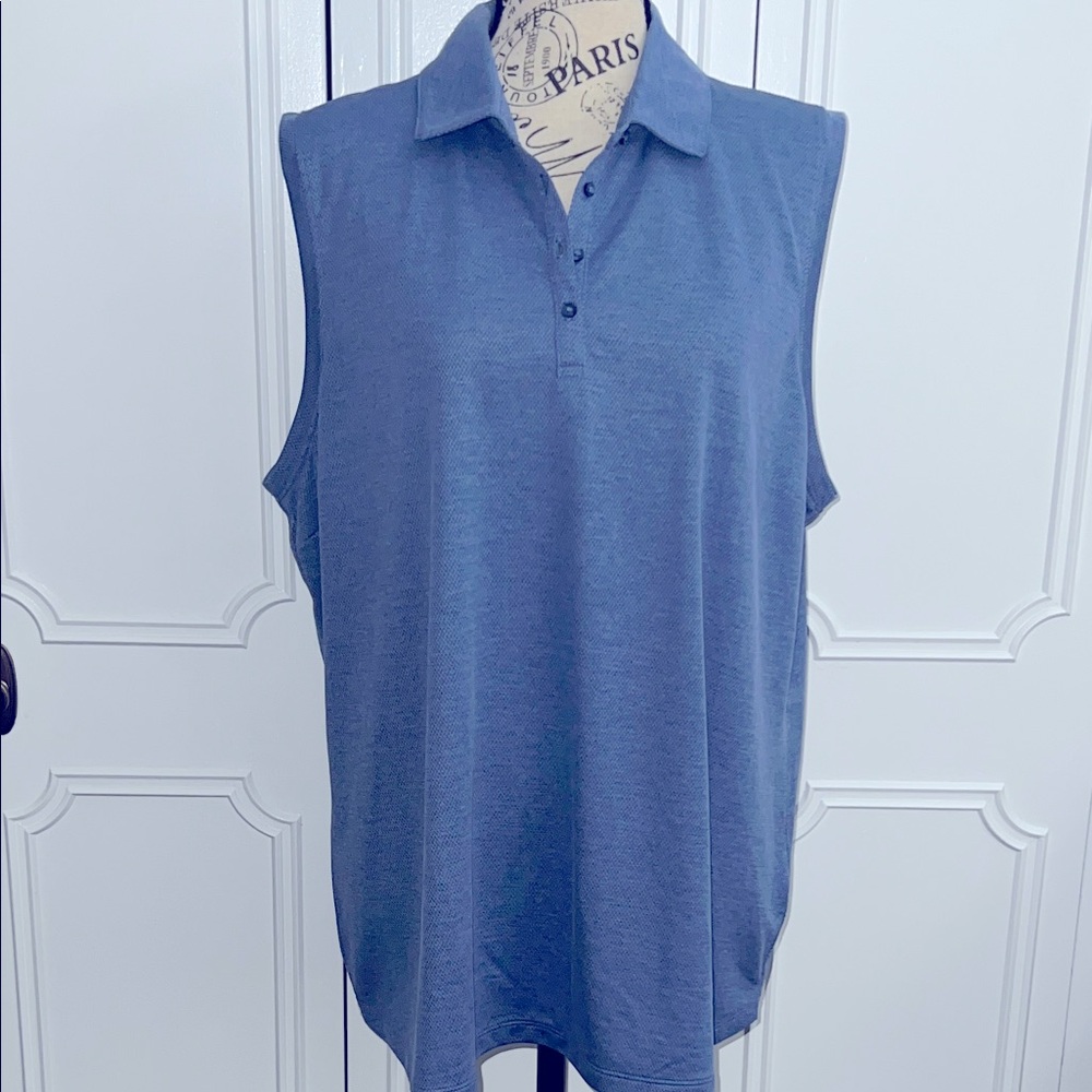 Walter Hagen Women’s Clubhouse Jacquard Sleeveless UV Polo, Mid Blue, Size: XXL